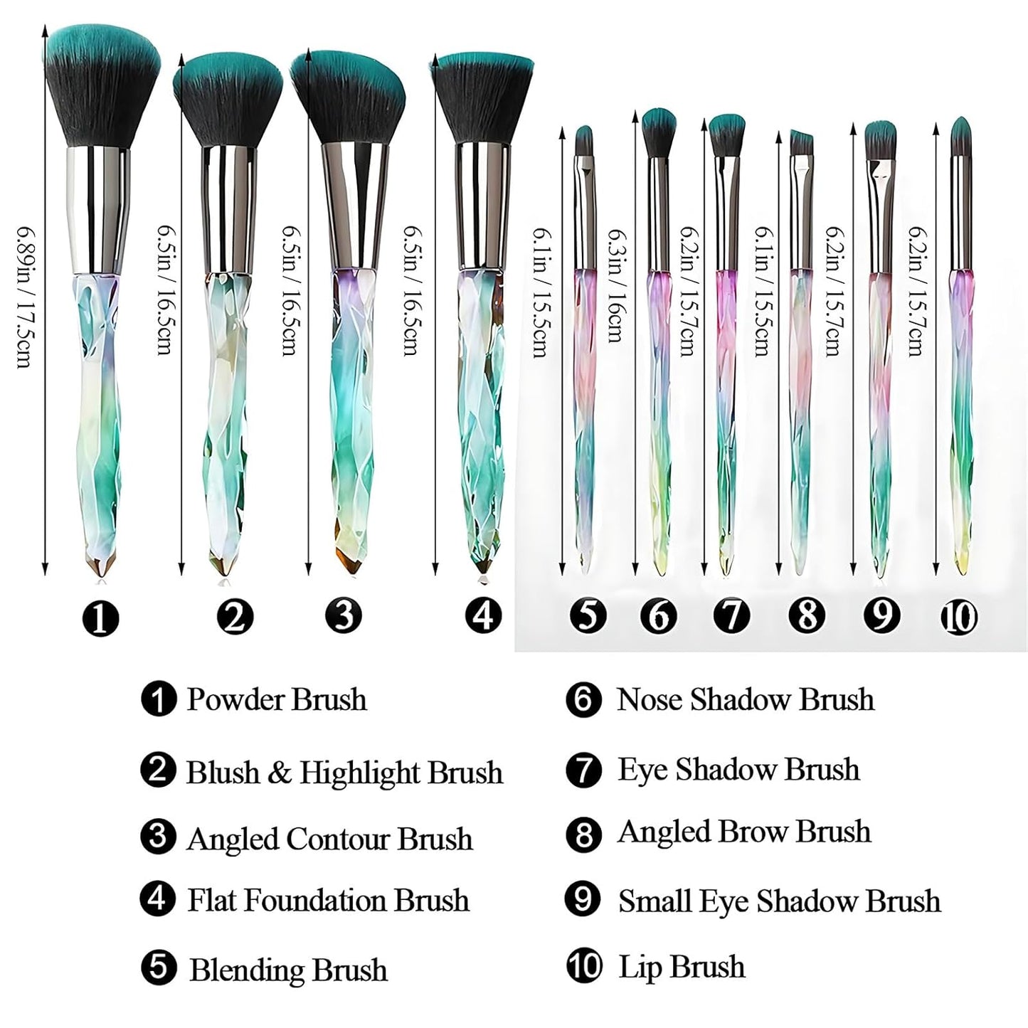 Makeup Brushes Set, 10PCS Crystal Makeup Brushes